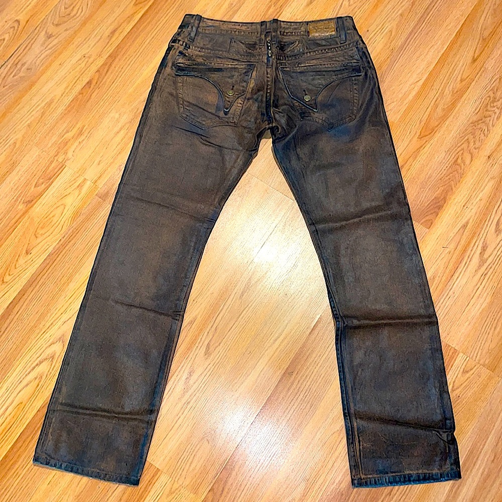 Multi Colored Robin Jean’s! Size 34 Waist Long Flap Style.